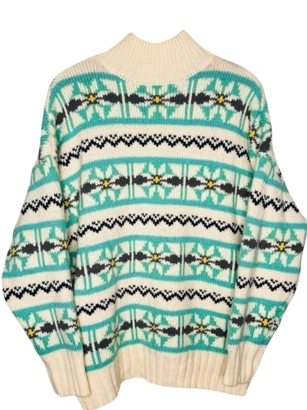 AMERICAN EAGLE Oversized Fair Isles Mock Neck Winter Sweater  Size L — WOW!!!